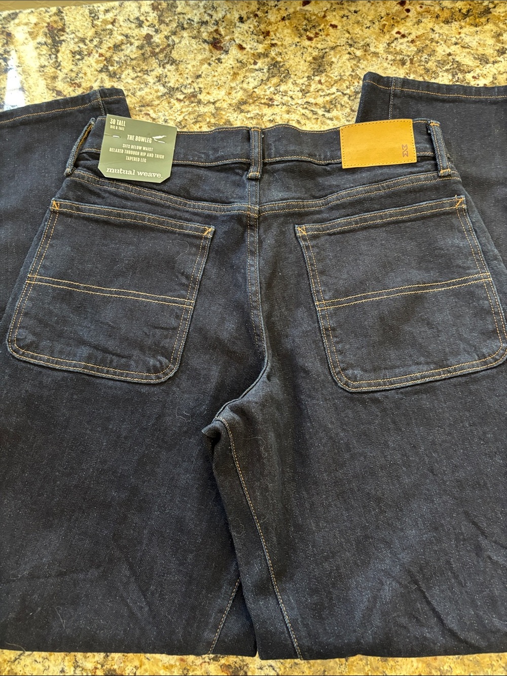 Relaxed Fit Men's Dark Indigo Jeans with Patch Pockets